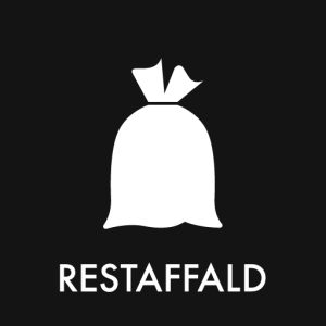 Skilt til restaffald i sort til erhvervsaffaldssortering