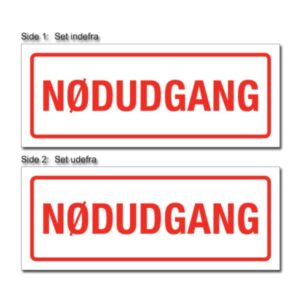 Nødudgang-­mærkat, dobbelsidet