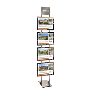 LEDMAG Gulvstander A3 – Enkeltsidet med 4 LED-oplyste rammer